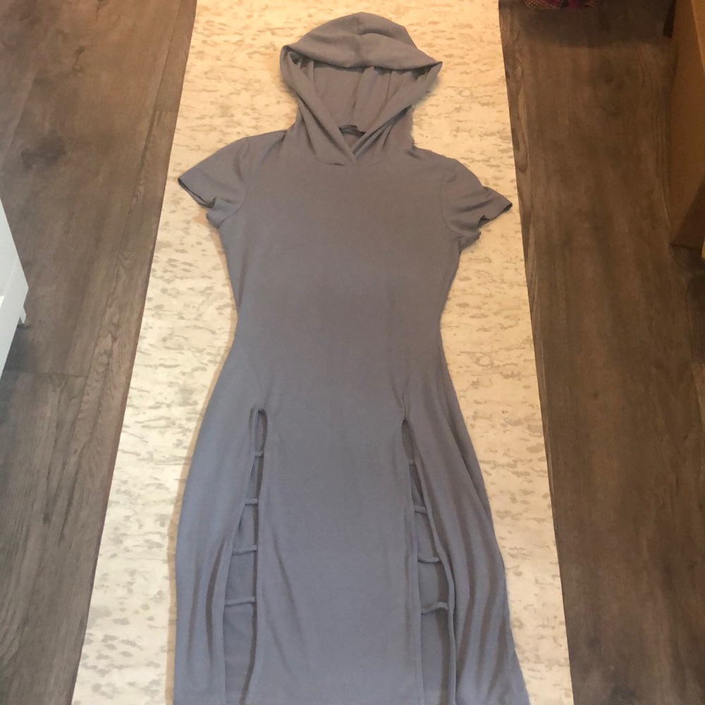 Fashion Nova Grey Blue Cutout hoodie dress Size Small